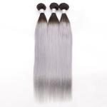 1B / Silver Grey Ombre Straight Malaysian Hair Extensions No Shedding