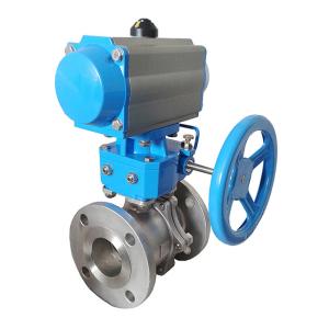 Wholesale DN150 Pneumatic Pipe Flanged Ball Valve PN40 With Worm Gear from china suppliers