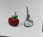 Delightful Red and Green Enamel Apple Earrings for Little Girls in 925 Sterling