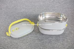 Wholesale South africa market portable leakproof 2-tier square lunch box stainless steel meal prep container with big handle from china suppliers