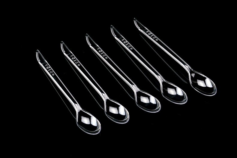 ladle 18.5 cm long disposable plastic spoons aslo as stirring rod clear color