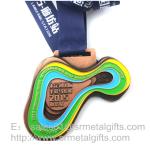 Metal sports medal with ribbon lace, personalized metal ribbon medals and
