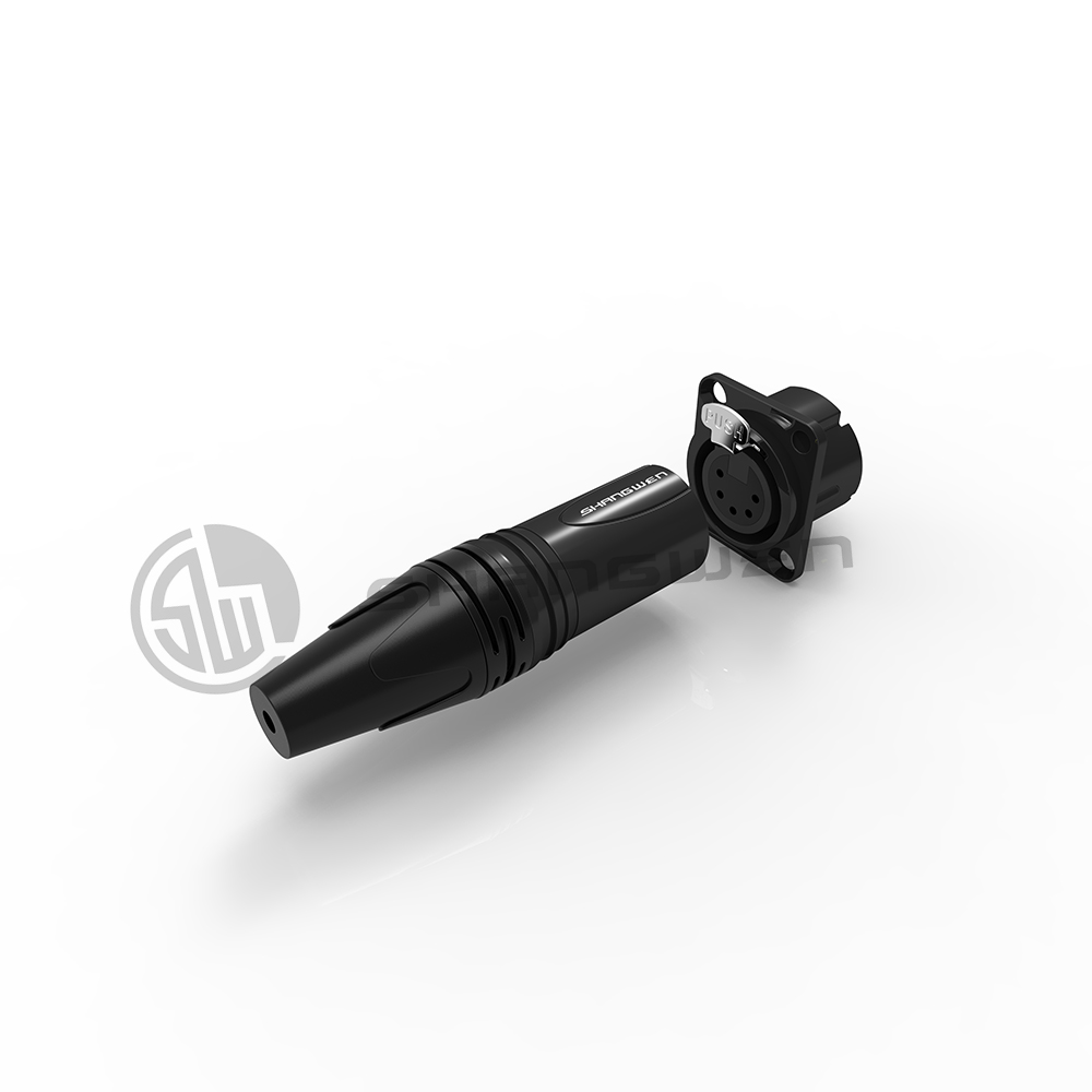 Indoor XLR Connector Black Shell Plating 5 Pin Audio Connector Male Plug
