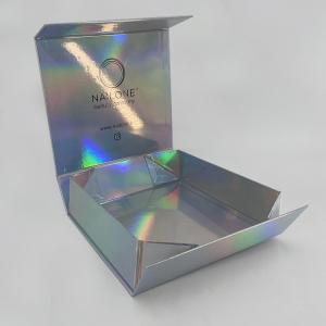 China Custom Printed Deluxe Holographic Rigid Foldable Magnetic Closure Gift Cosmetics Packaging Paper Box on sale