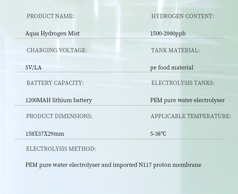Refresh Replenish Recharge Hydrogen Spray Beauty Device 1500PPB Facial Hydration