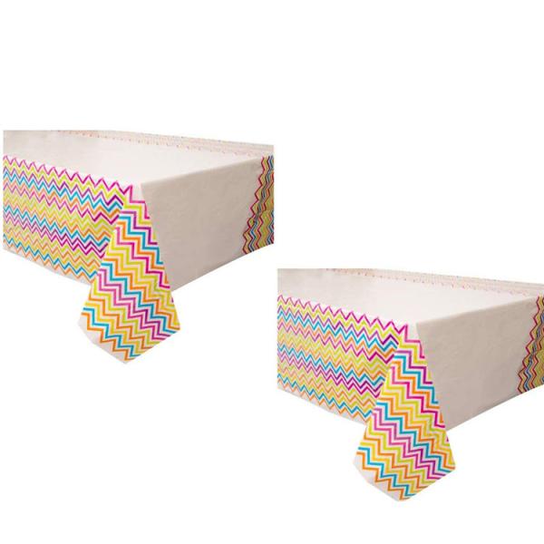 Premium Disposable Waterproof 108" x 54" Dinner Tablecloth Rainbow Design PE
