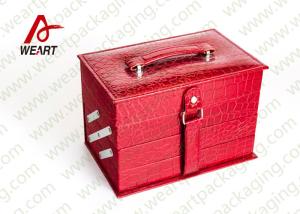Wholesale Personalized Red Cosmetic Paper Box Drawer Style With Crocodile Leather / Black NWPP from china suppliers