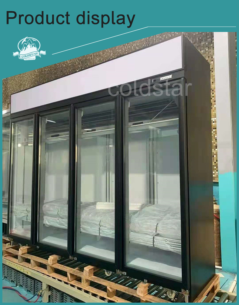 Supermarket Commercial Upright Display Ice Cream Cooler Vertical Freezer