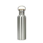 Stainless Steel Double Wall 12 Oz Sliver Insulated Sports Bottle With Wooden Lid