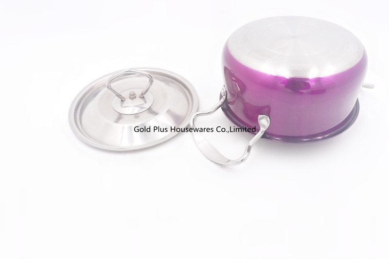 Kitchenware 16cm Stainless Steel Cooking Pot Metal Stockpot For Home