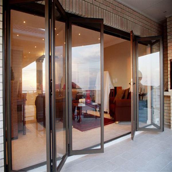 Exterior Frameless Bifold Commercial Aluminum Glass Doors Folding Type With