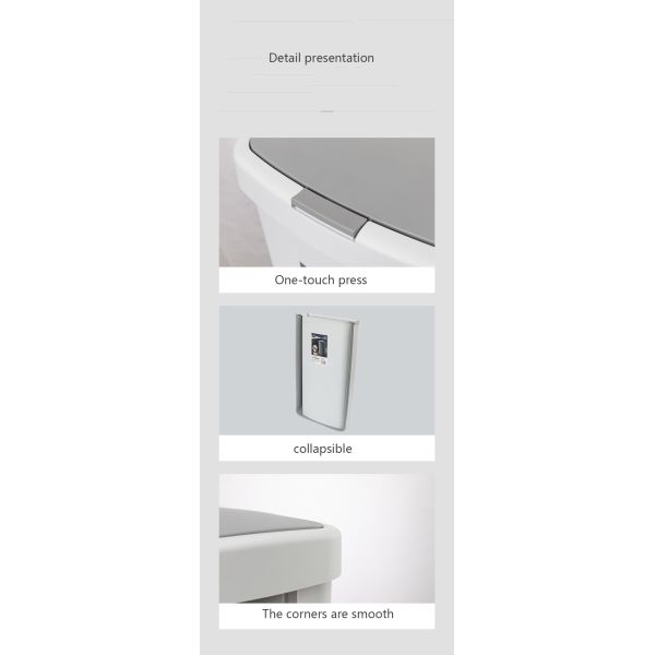 Large Capacity Folding Bin Household Commercial Plastic Kitchen Storage Bin Waste Bin with Swing Lid