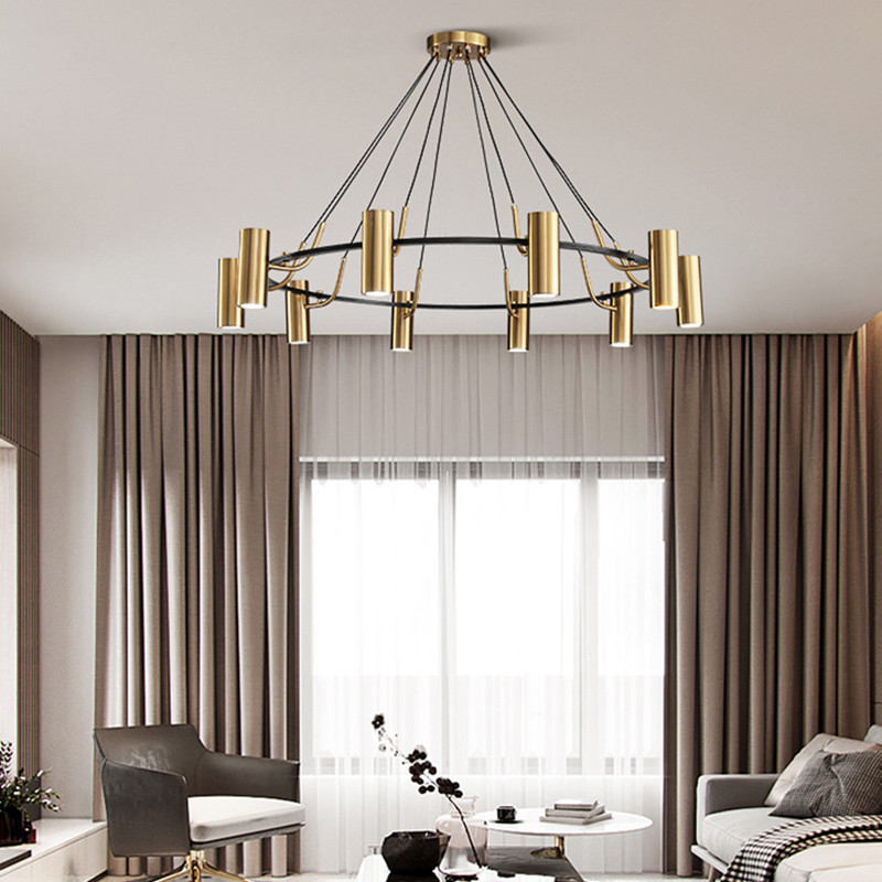 Minimalist Chandeliers Gold LED Black Ring Living Room Dining Lighting circular pendant light(WH-AP-567)