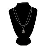 Charm Choker Necklace Set Diamond Silver Chain Necklace 44mm - 47mm For Men