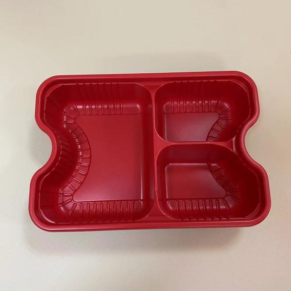 3 Compartment Plastic Lunch Food Containers Disposable Microwave Packaging