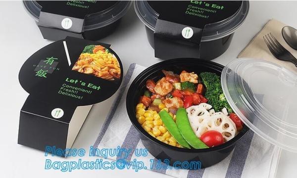 1000ml Black Disposable Biodegradable Bento Food Noodles Container PP Plastic