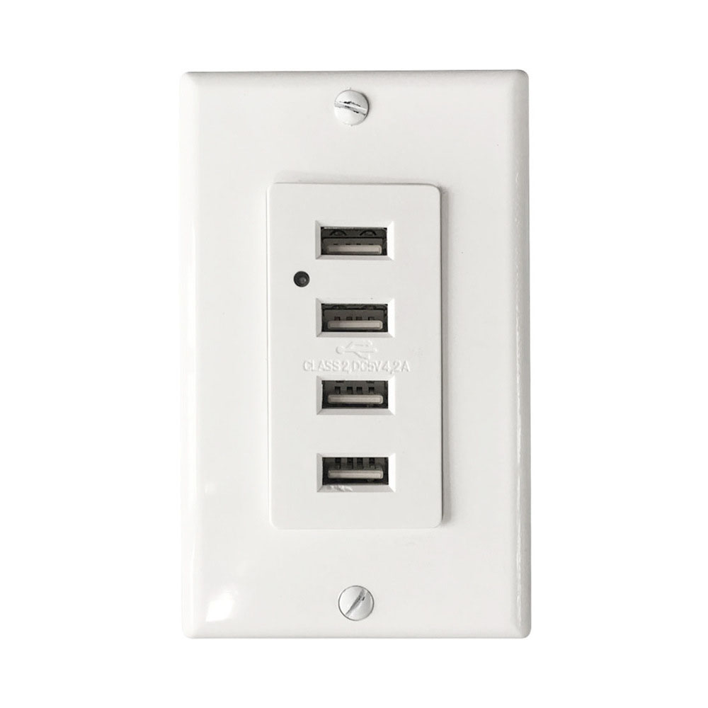 Convenient 4 Charging Ports USB Wall Outlet for American Market Rated Current 2.4v-3A