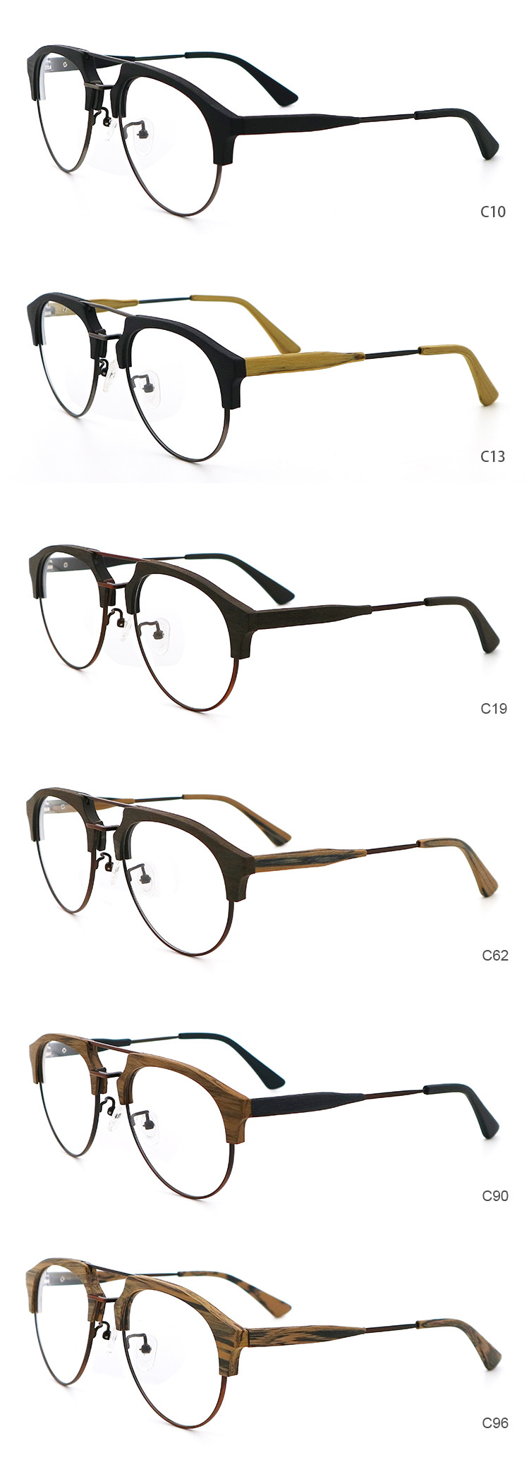 Temple Adjustable Imitation Wood Acetate Optical Glasses MR 15144