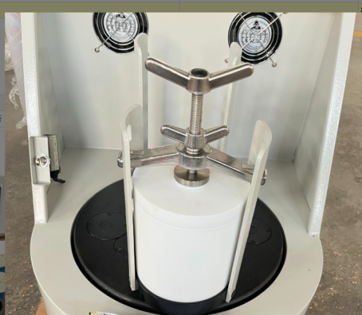 Planetary Ball Mill side view displaying mechanical components and structure