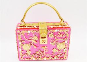 Wholesale Customize Jewel Pink Acrylic Clutch Bag Lucite Frame And Small Box Sized from china suppliers