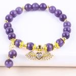 8mm Crystal Purple Cat Eye Bead Polished Gemstone Stretch Bracelets