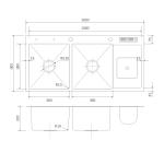 42' Topmount Multifunction Sink Knife Holder 16 Gauge Double Bowl 105x50