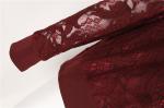 Black red Womens Lace Long Sleeve Top 96% polyester 4% Spandex