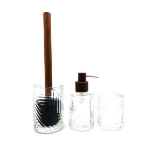 Wholesale Modern Design Glass Bathroom Set Home Decoration Clear Color With Wood Parts from china suppliers