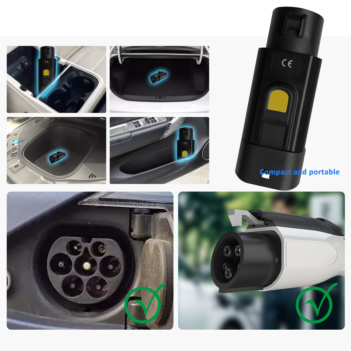 Type1 to Type2 EV Connector 32A Electric Car Charging Converter for Retrofit/Upgrade and 220V-250V Operation Voltage