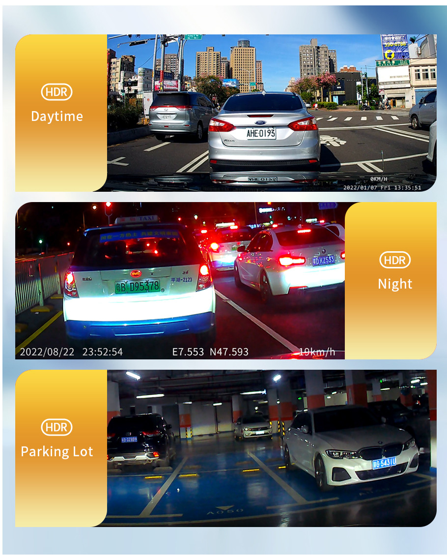 4K Front Rear Dashcam Rearview Mirror Car Recorder 3840x2160P 25fps