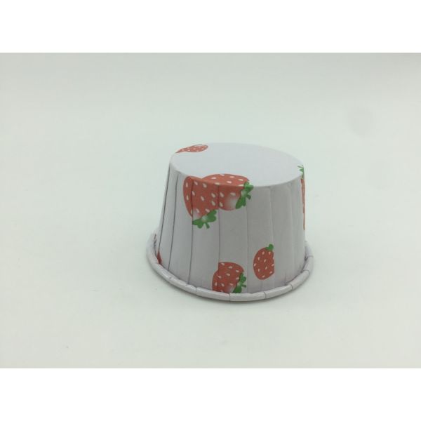 2 OZ Paper Baking Cups Pet Coated Strawberry Round Shape Non - Stick Customized