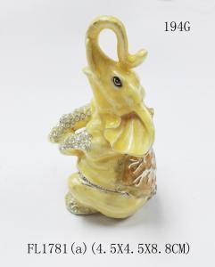 Wholesale Elephant trinket jewelry box, petwer metal jewelry box elephant decoration gifts box from china suppliers