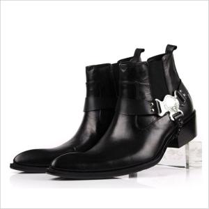 Wholesale Customized Mens Leather Dress Boots Winter Slip On Boots With Mental Chain from china suppliers