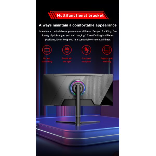 34 Inch 1500R Curve Rate Widescreen Gaming Monitor 144Hz 165Hz 180Hz With Adjustable Bracket