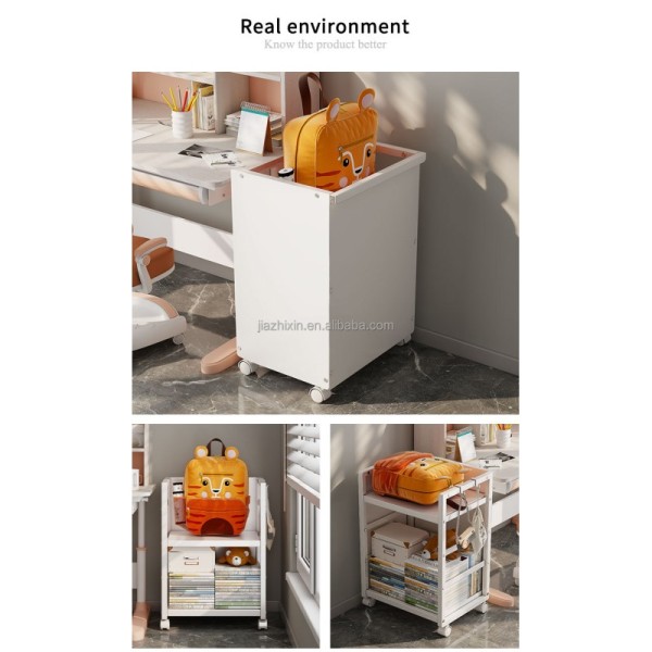 Office Iron Adjustable With Wheels Document Rack File Storage Holder Bedroom Movable 2Tier Bookshelf Backpack Toy Organize Shelf