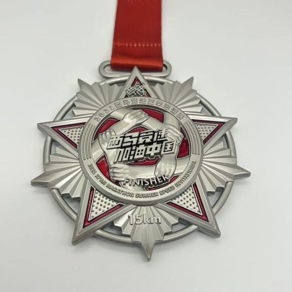 Football sporting club metal medals custom zinc alloy die cast medals with gold silver copper plating and ribbon options