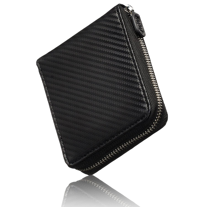 Multi-Card Pocket RFID Blocking Men's Wallet Fully Enclosed Zipper Real Cow Leather