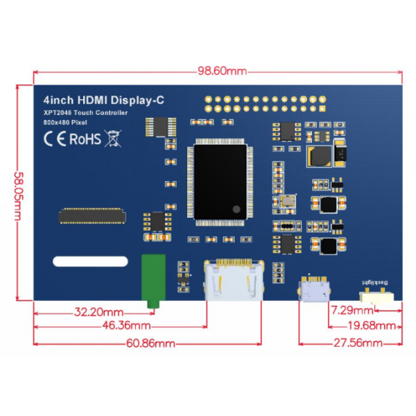800*480 Raspberry Pi Zero Touch Screen HDMI Port RTP Touch Panel 4 Inch