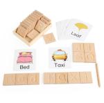 Wood Montessori Learning Toy Spelling Words Alphabet Puzzle Matching Words