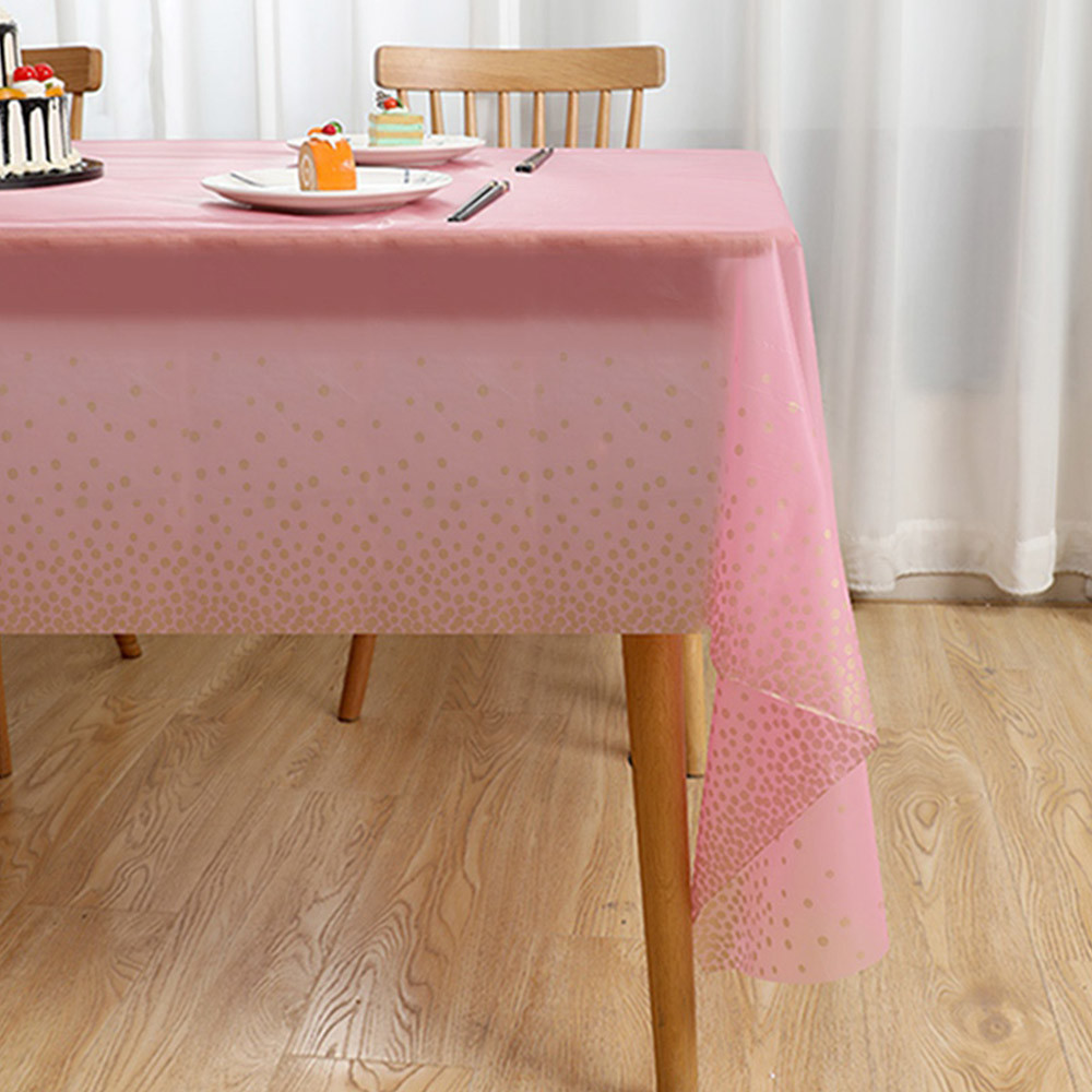 Waterproof PET Pink 54 x 108 inches Printed Tablecloth Aluminum Foil