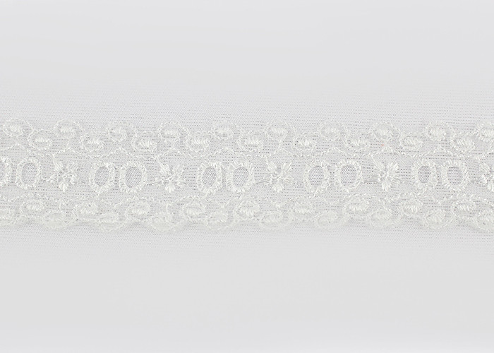 Floral Embroidery Polyester Eyelet Lace Trim For Women Dresses / Home Textile