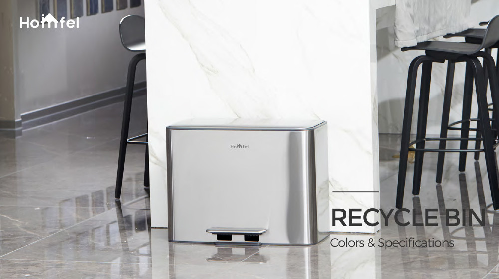 28Lx2 dual compartment trash can Soft Close Recycle Trash Bin Foot Step Trash Can For Living Room Office