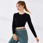 Women Round Neck Long Sleeve With Strap T-shirt Quick Dry Sport Yoga Fitness