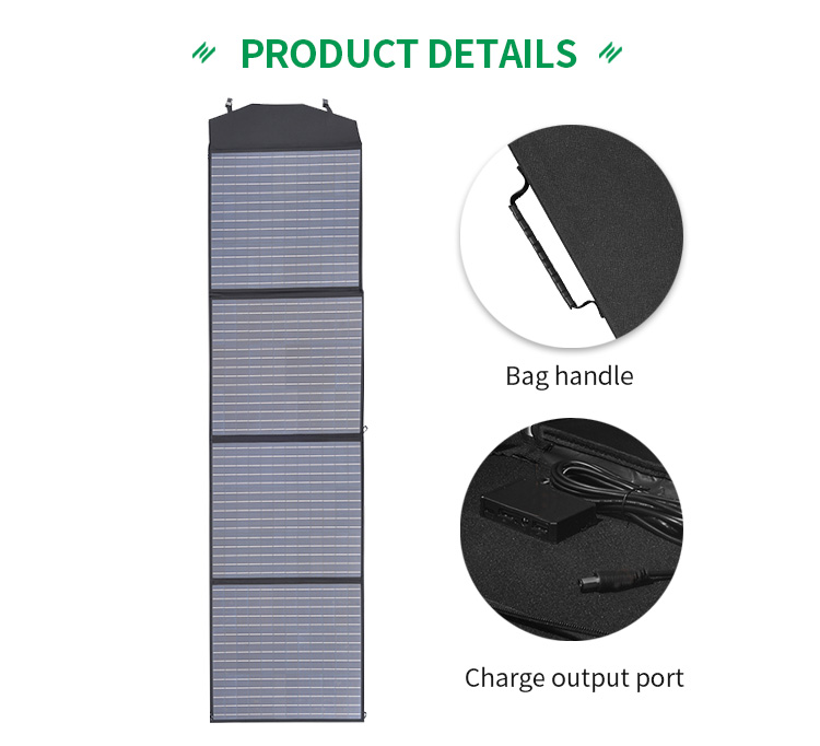 200W Foldable Solar Panel With 2 USB Outputs Portable Monocrystalline