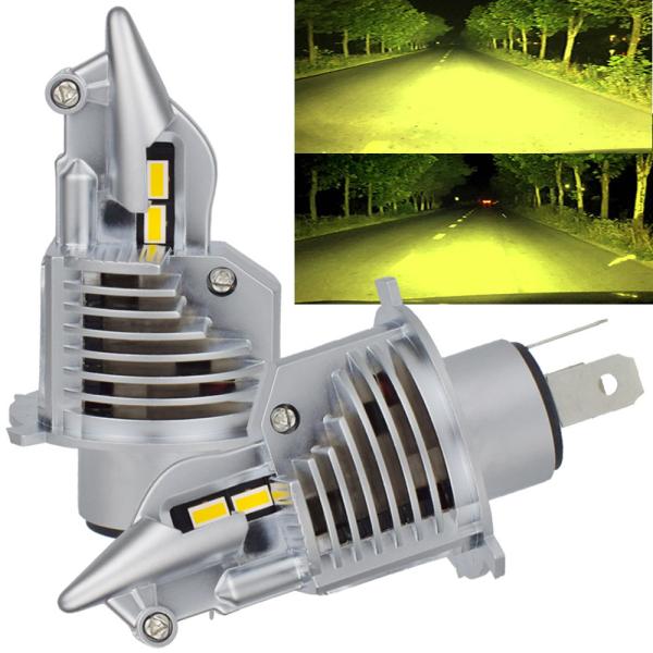 Car H4 LED Headlight 3000K Yellow Golden Lamp 60/55W 12V Motorcycle Bulb High