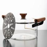 2.2L Clear Borosilicate Glass Kitchen Wares Cooking Pot Heat Resistant Hand