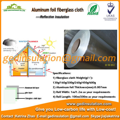 Insulation Materials,Aluminum Fiberglass Cloth Fabric 200g/M2 Fiberglass Fabric