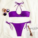 Sexy purple Bikini Bathing Suits Color Matching U Drag Women 2 Piece Bikini