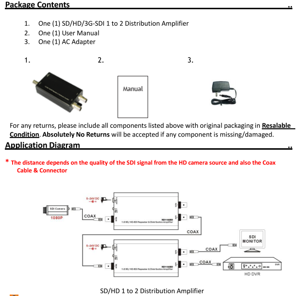 High Performance HD SDI Repeater , Video Signal Repeater 1080p With Re - Clocking