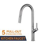 Pull Down Stainless Steel Kitchen Faucet Brushed Spray Hot Cold